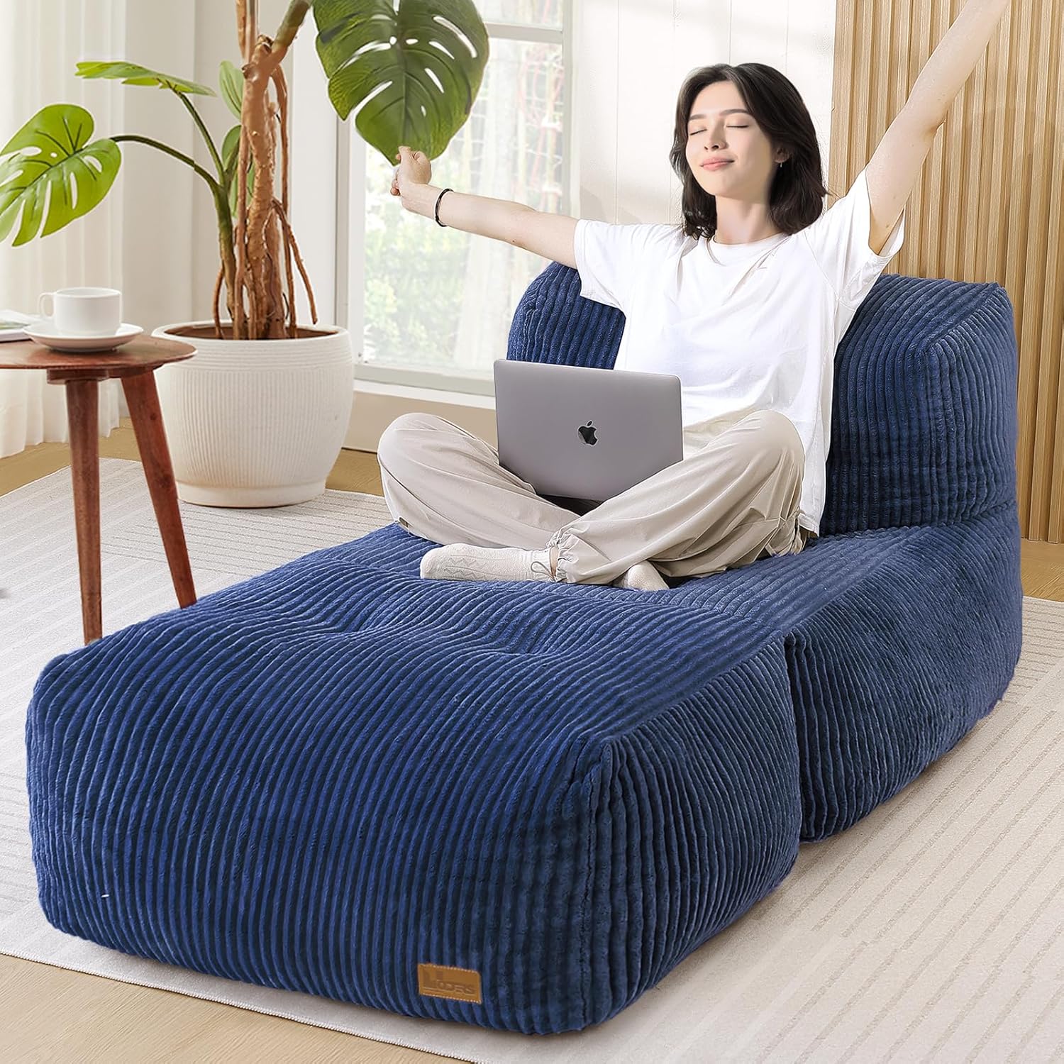 Big Bean Bag Chair for Adults, 66.9"x31.5" Lounger Large Bean Bag Sofa, Memory Foam Filled Beanbag Chair for Living Room, Bedroom, Balcony - Ergonomic Support & Premium Comfort (Darkgrey)