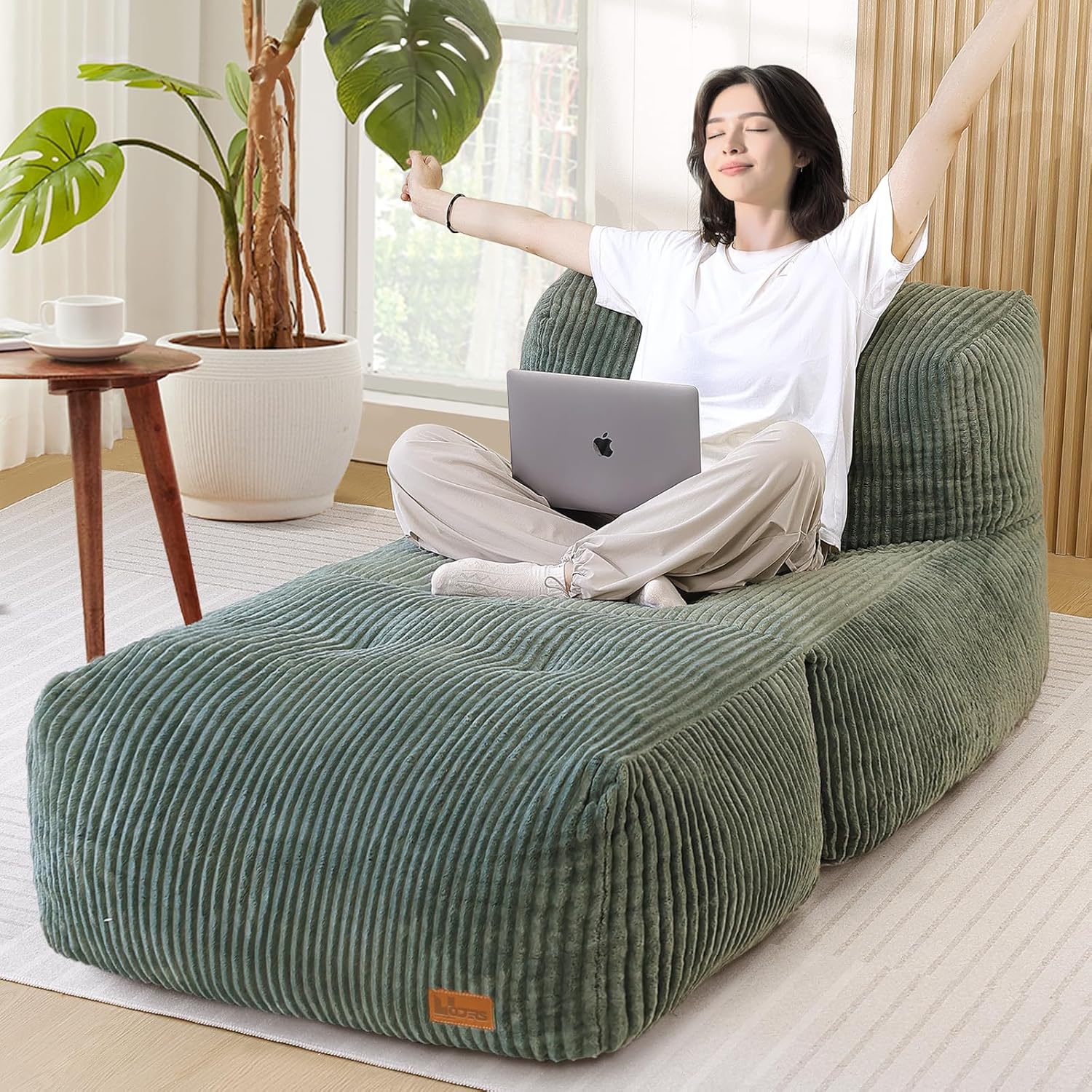 Big Bean Bag Chair for Adults, 66.9"x31.5" Lounger Large Bean Bag Sofa, Memory Foam Filled Beanbag Chair for Living Room, Bedroom, Balcony - Ergonomic Support & Premium Comfort (Darkgrey)