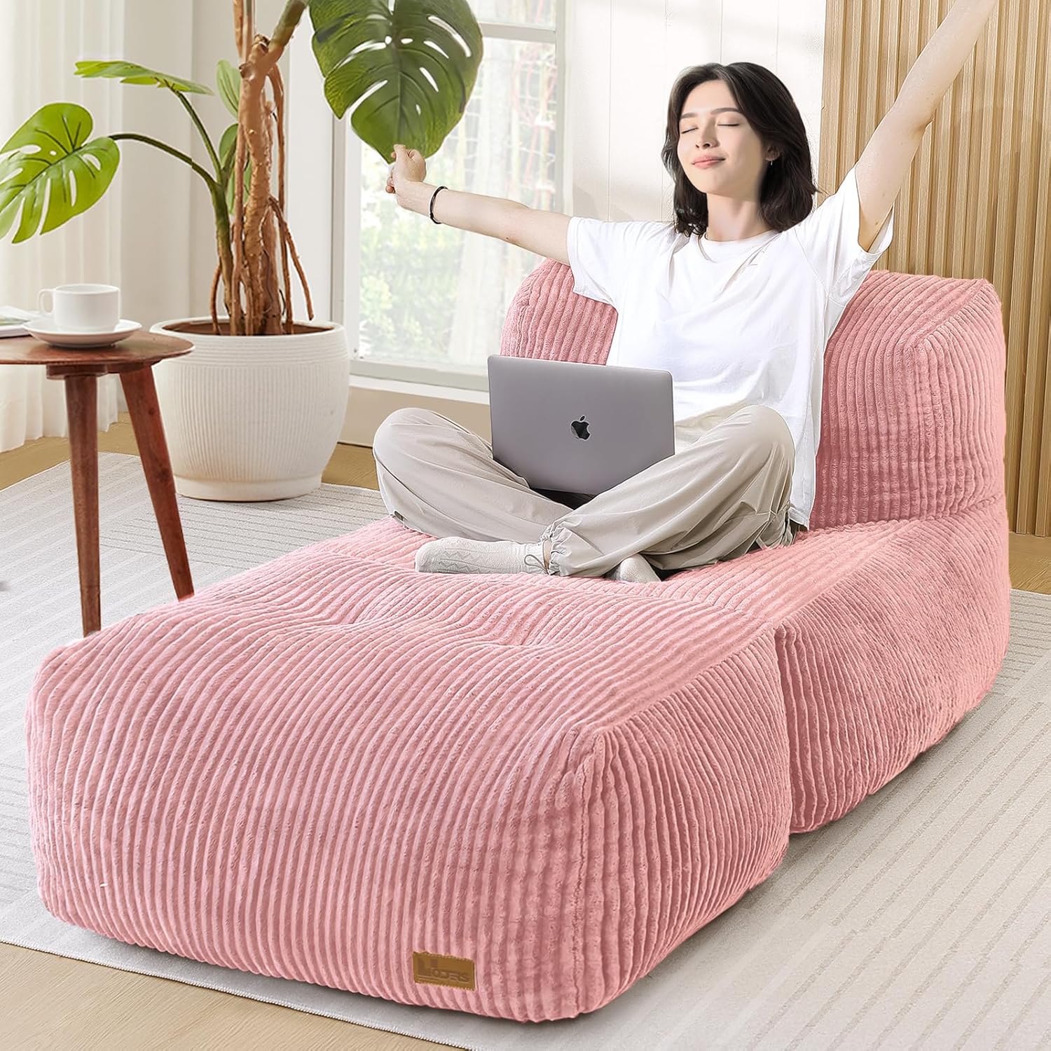 Big Bean Bag Chair for Adults, 66.9"x31.5" Lounger Large Bean Bag Sofa, Memory Foam Filled Beanbag Chair for Living Room, Bedroom, Balcony - Ergonomic Support & Premium Comfort (Darkgrey)